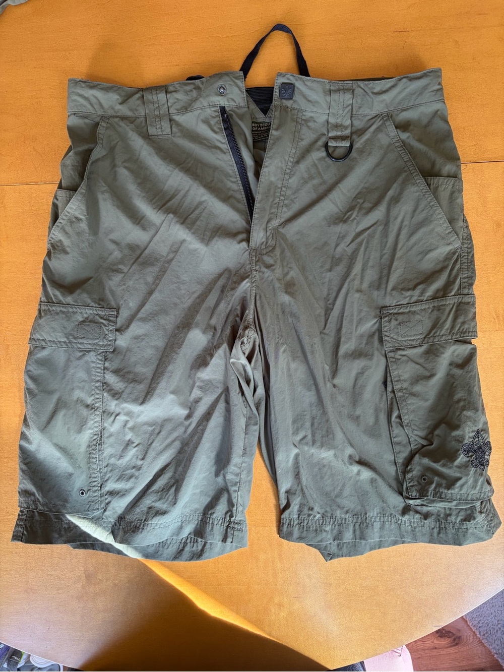 Men's Olive Green Cargo Shorts with Utility D-Ring
